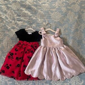 Black and Red Floral Dress & Pink Metalic Shimmer Dress